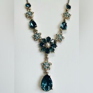 Marchesa Gold-Tone Blue Multi Stone Lariat Necklace